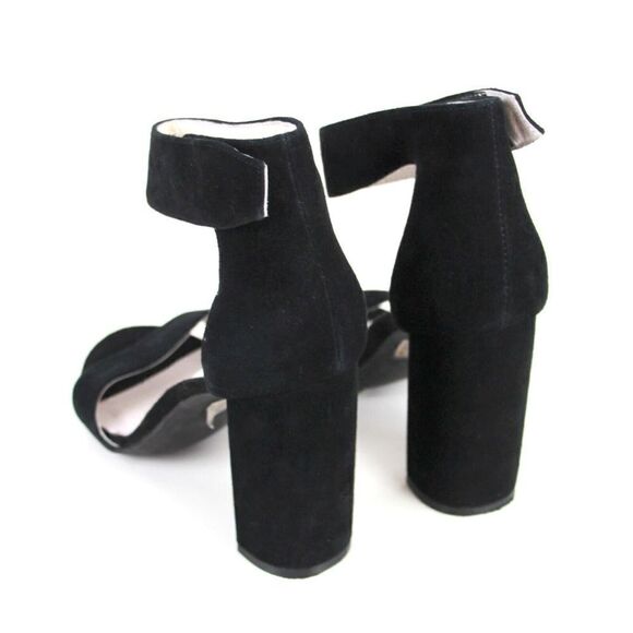 Jeffrey Campbel BLACK GENUINE LEATHER SUEDE HIGH OPEN TOE SLINGBACKS SHOES Sz5.5 - Picture 4 of 11